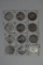 12pc. Silver Coins & Pesos