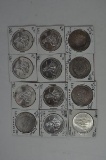 12pc. Silver Coins & Pesos