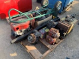 Pallet of Motors, Welder, Car Parts, Gun Rack, Etc