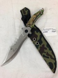 Tactical Survival Knife in Camo Sheath w/8