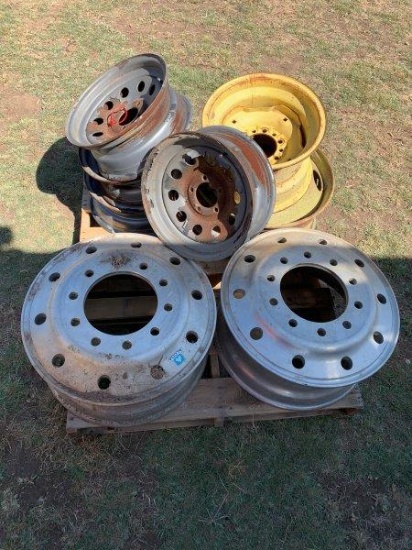 Pallet of Rims,2 Alcoha, 4 Matching trailer