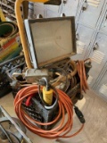 Box of Extension Cords & Work Lights