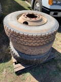 Pallet of Big Truck Tires and Rims 11R 22.5