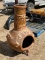 Clay Chiminea w/Stand Longhorns