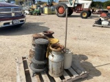 2pc Antique Oil Heater, 3 Milk Cans, Churn