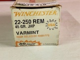 25rds Winchester 22-250rem 45gr jhp