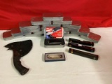 Box Lot of Asst Knives, Tool Logic, Tactical Pens