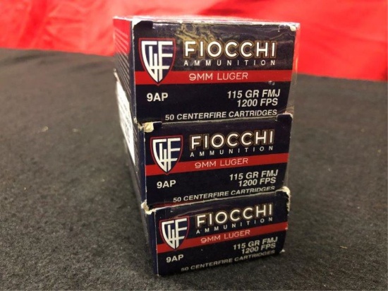 50rds Fiocchi 9mm luger 115gr FMJ