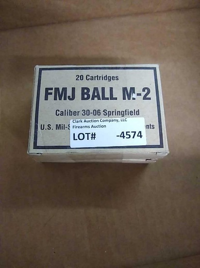 20rds 30-06 Springfield FMJ Ball M-3