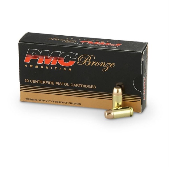50rds PMC Bronze .40 S&W 165gr FMJ-FP