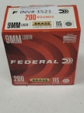 200rds Federal 9mm Luger 115gr FMJ