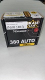 200rds Monarch 380ACP 94gr FMJ Brass Case