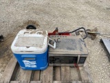 Pallet w/ Microwave, Dolly & Cooler