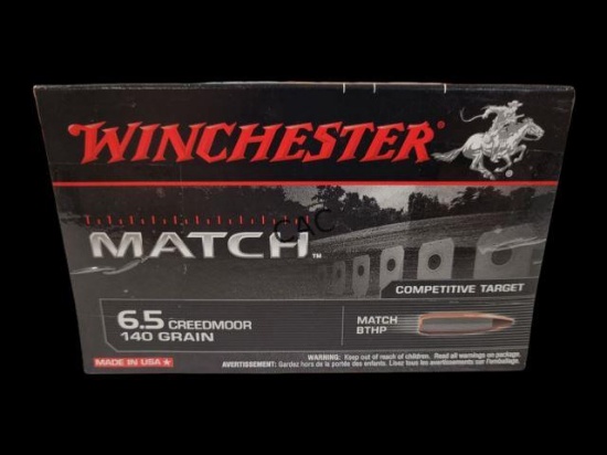 20rds Winchester 6.5 Creedmoor 140gr Match BTHP