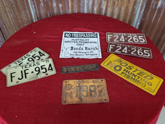 Lot of Vintage Signs and License Plates