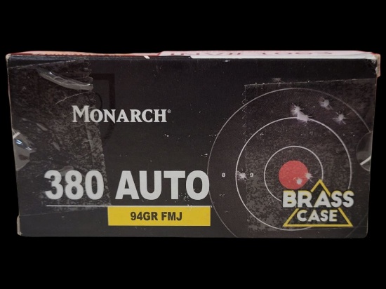 50rds Monarch Brass 380Auto 94gr FMJ
