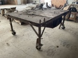 Rolling Metal Table with Vise