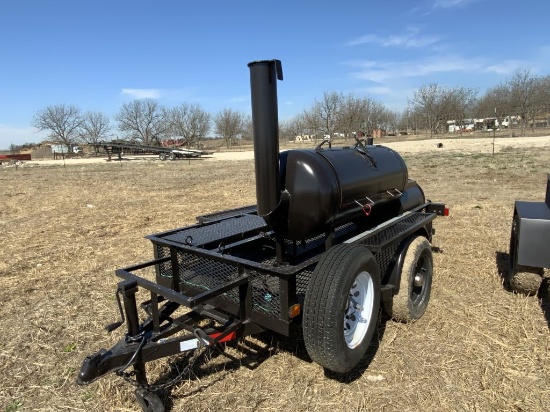 BBQ Pit Trailer w/ Propane Cookers & Small Pit