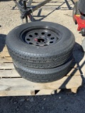 2pc ST205/75R15 Trailer tires on Rims