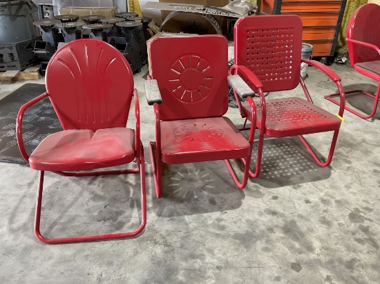 Lot of 3 Refinished Metal Patio Chairs