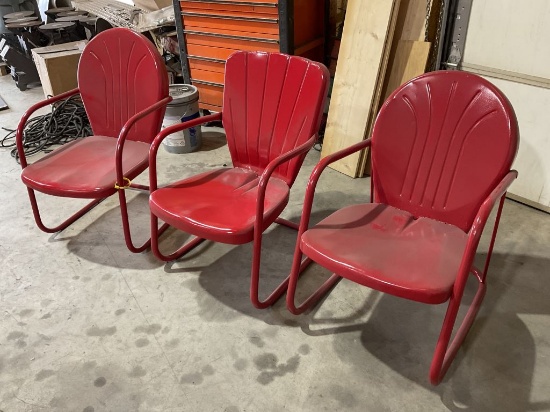 Lot of 3 Refinished Metal Patio Chairs