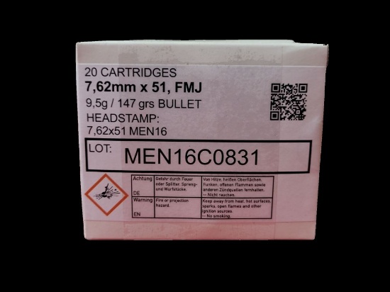 20rds MEN 7.62X51mm 147gr FMJ