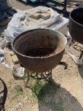 Vintage Cast Iron Crock pre 1900 on stand