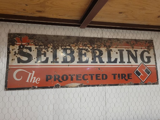 Seiberling "The Protected Tire" Porcelain Sign