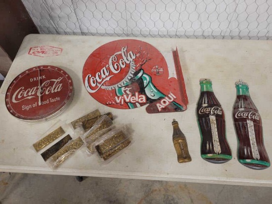 Lot of Assorted Coca-Cola Signs and Thermometers