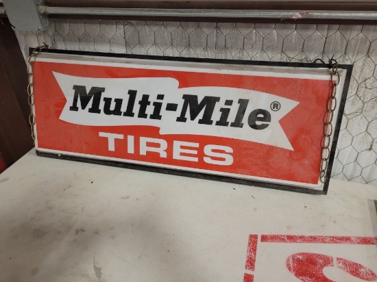 Multi-Mile Tires Double-Sided Lighted Sign