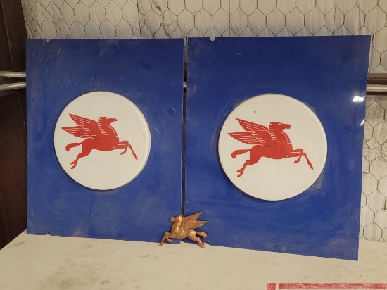 Texaco Flying Horse Signs Pair