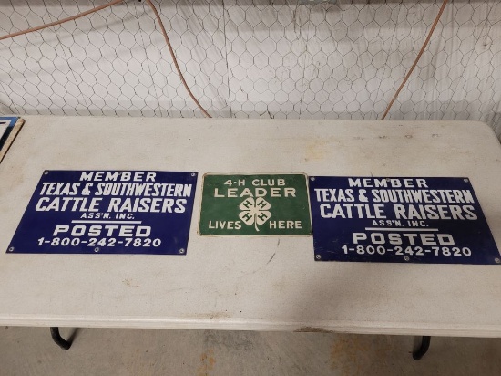 Porcelain Texas Cattle Signs & FFA Leader Sign
