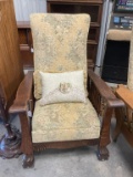 Oak Antique Morris Recliner Chair w/Paw Feet