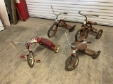 Lot of 4 Vintage Tricycles