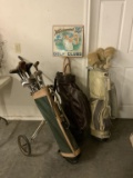 Lot of Vintage Golf Clubs and Racquets