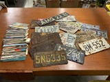 Lot of Vintage License Plates and Maps