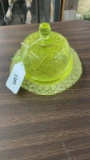 Vintage Vaseline Glass Butter Dish