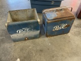 Lot of 2 Vintage Metal Pepsi-Cola Coolers