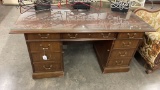 Wood Desk with Glass Top