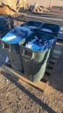 Pallet Lot of 4 Trash Cans of Morton Pool Salt