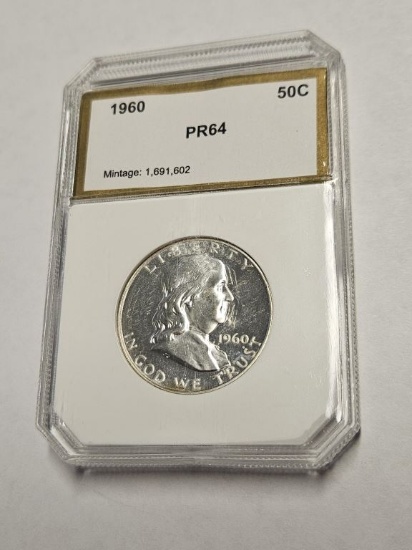 1960 Franklin Half Dollar PR64 Graded Coin