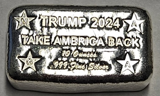 TRUMP 2024 Take America Back 10oz Silver Bar