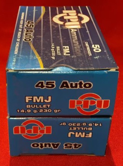 100rds PPU 45Auto 230gr FMJ