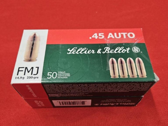 100rds Sellier & Bellot 45 Auto 230gr FMJ