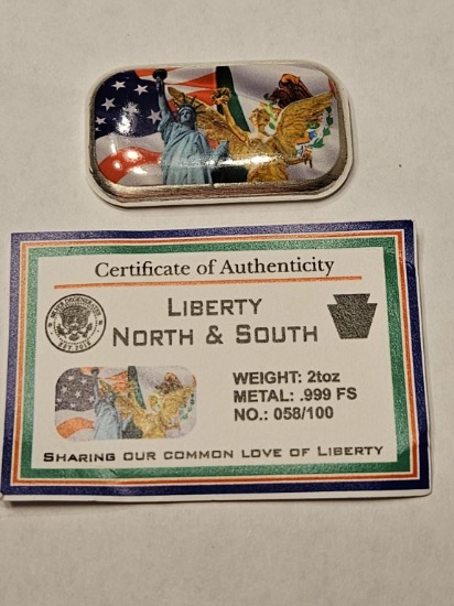 Liberty North & South 2oz Colored Bar #58/100