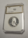 1961 Franklin Half Dollar PR64 Cameo Graded Coin
