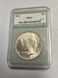 1923 Peace Dollar NTC MS65 Graded Coin