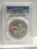 2018 Krugerrand Silver 1oz Coin S Africa MS70 PCGS