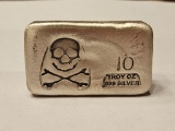 10oz Prospector Skull Silver Bar