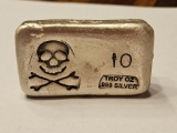 10oz Prospector Skull Silver Bar